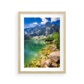 Plakat w ramie 50x70 - Mistyczne Połączenie - jezioro, góry - rama drewno