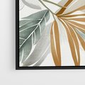 Obraz w ramie 100x70 - Współbrzmienie wewnętrznego ja - kompozycja z tropikalnych liści, stonowane kolory - rama czarna