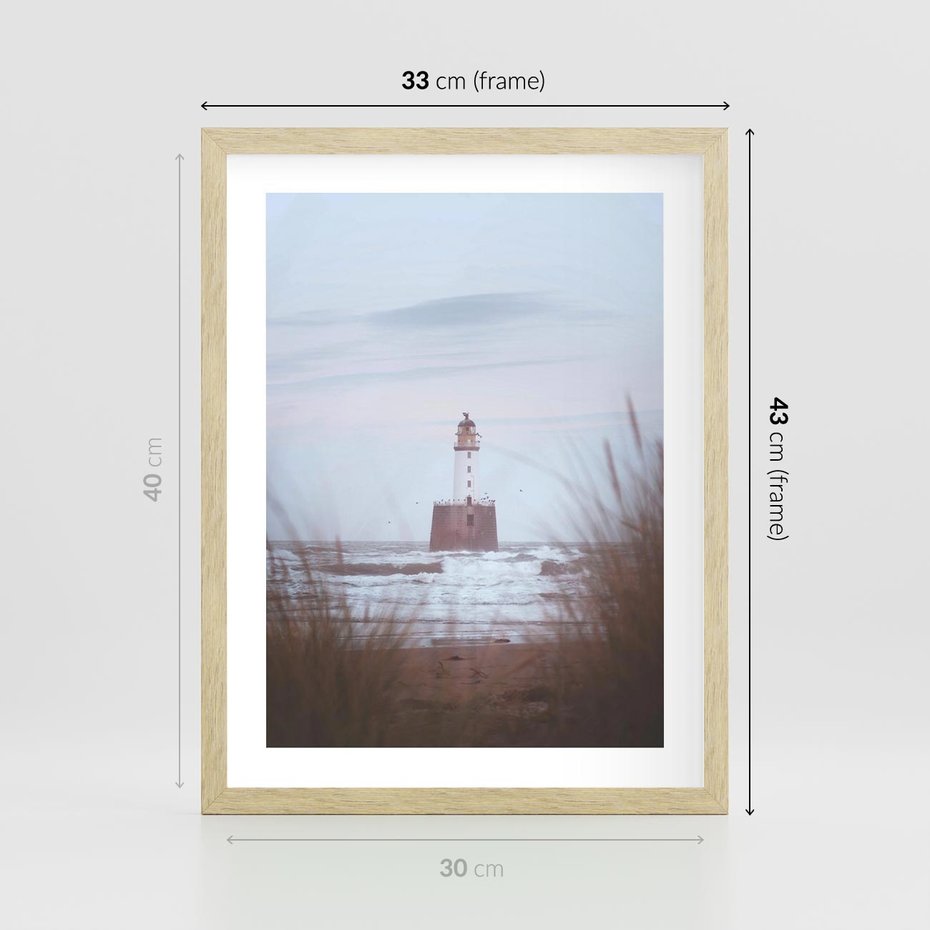 Plakat w ramie 30x40 - Magiczna Aura - latarnia, mgła - rama drewno