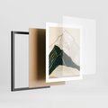 Plakat w ramie 40x50 - Minimalistyczne Góry: Złota Sztuka Natury - minimalistyczna grafika, góry - rama czarna