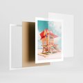 Plakat w ramie 40x50 - Rajski Widok - plaża miami, domek ratownika - rama biała