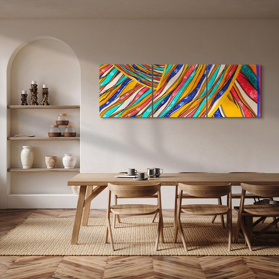 Obraz na płótnie 150x50 - Eksplozja Abstrakcyjnych Barw - abstrakcja