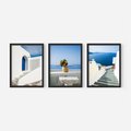 Zestaw obrazy w ramie 30x40 galeria - Santorini, morze, białe, domki - rama czarna