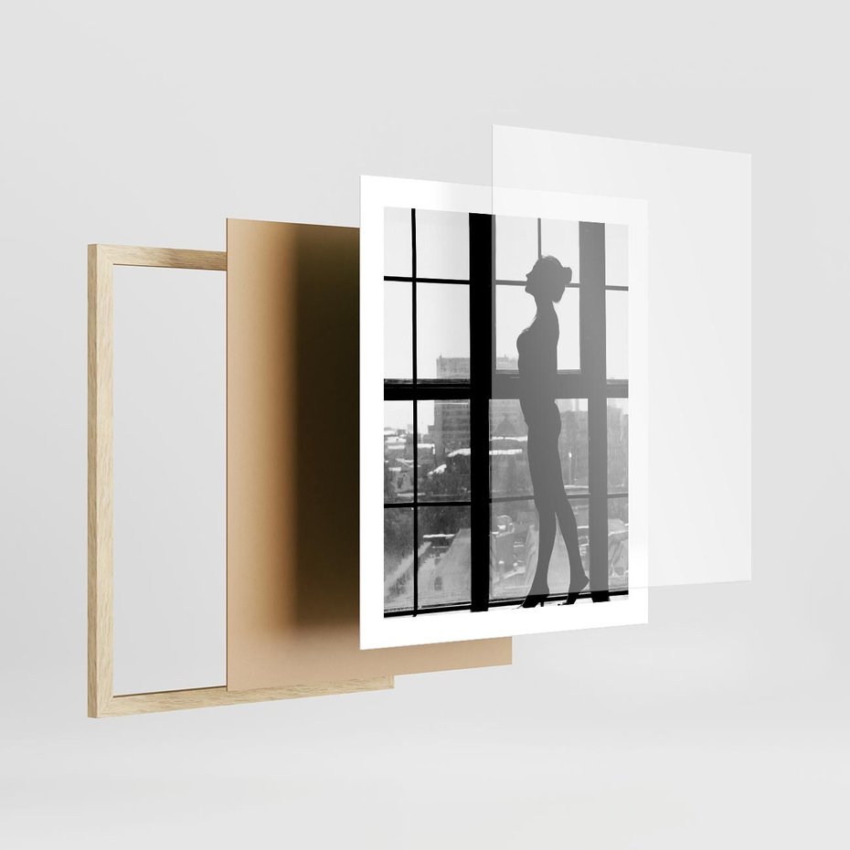 Plakat w ramie 40x50 - Piękno Kobiecej Formy - retro zdjęcie, czarno białe - rama drewno