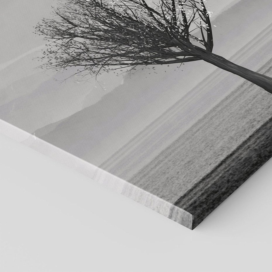 Obraz na płótnie 70x100 - Samotne Drzewo - samotne drzewo w polu, czarno białe zdjęcie