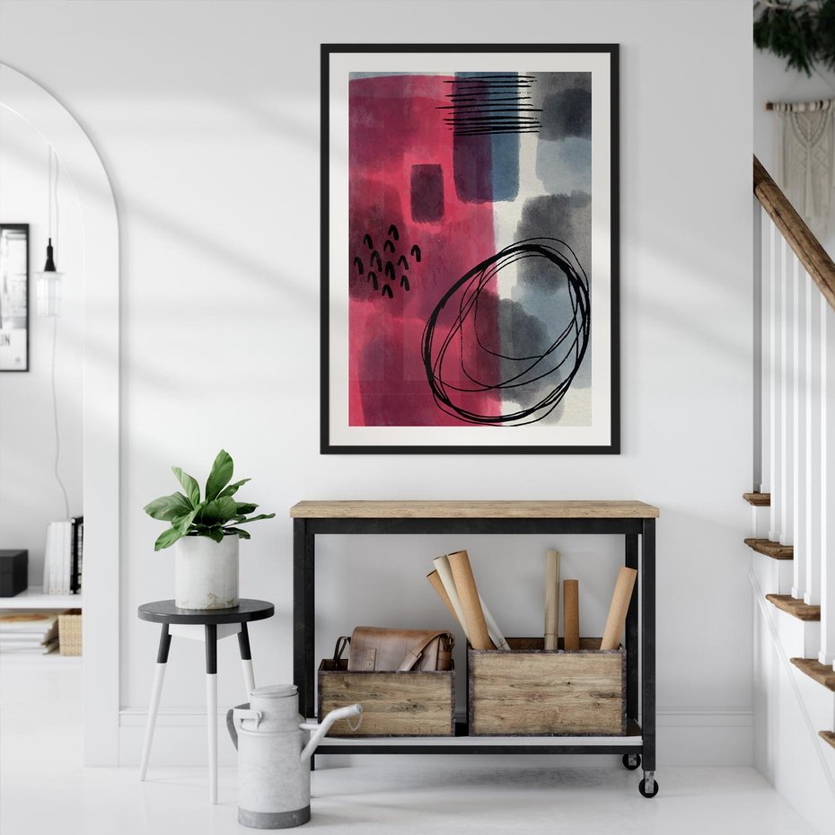 Plakat bez ramy 40x50 - Formy w Różu i Granacie - abstrakcja, różne formy