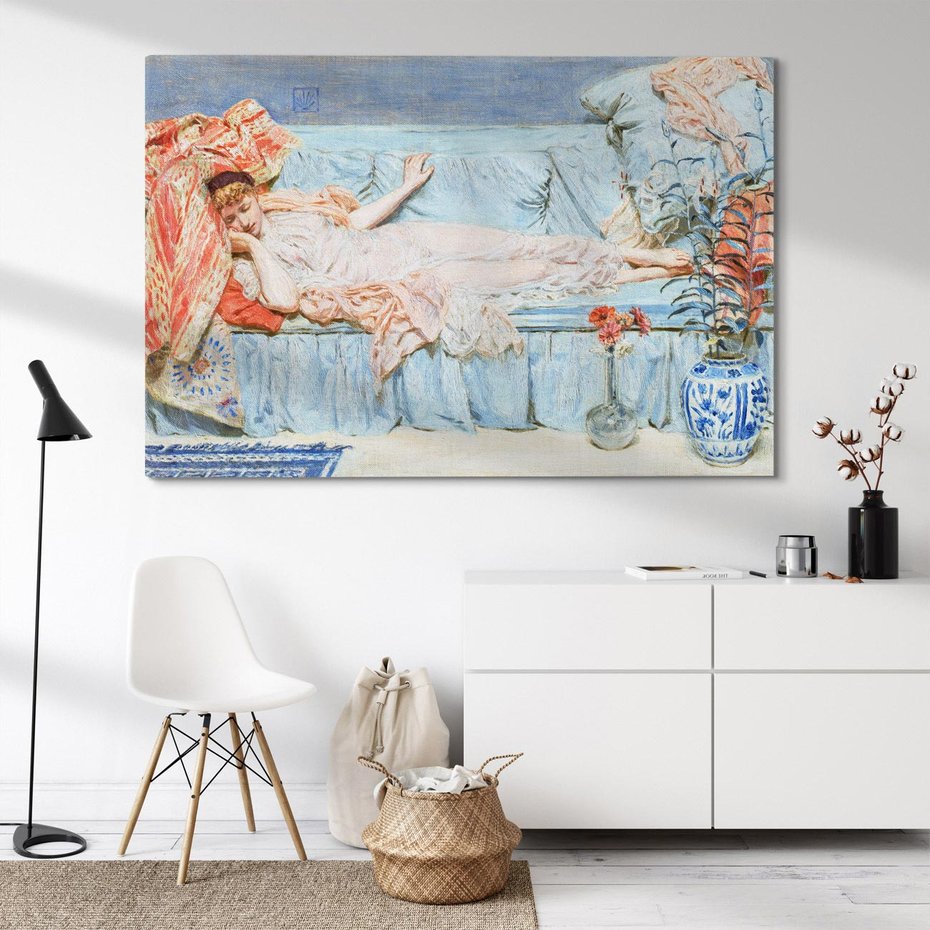 Obraz na płótnie 120x80 - "Lilie" (1866) Albert Joseph Moore - reprodukcja, obraz na płótnie