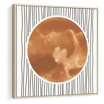 Obraz w ramie 50x50 - Eteryczne Krągłe Echa - boho obraz, geometria - rama drewno