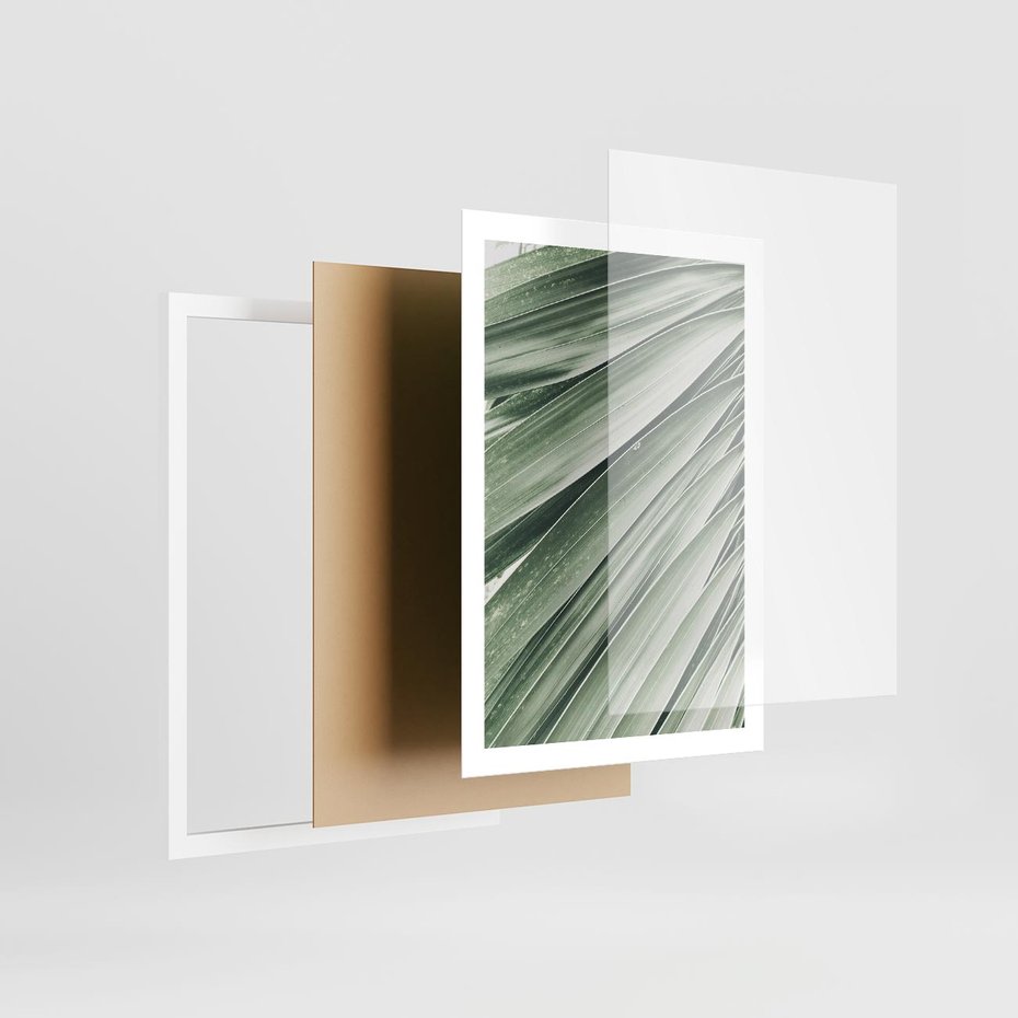 Plakat w ramie 50x70 - Tropikalna Oaza - zielony liść palmy, zieleń - rama biała