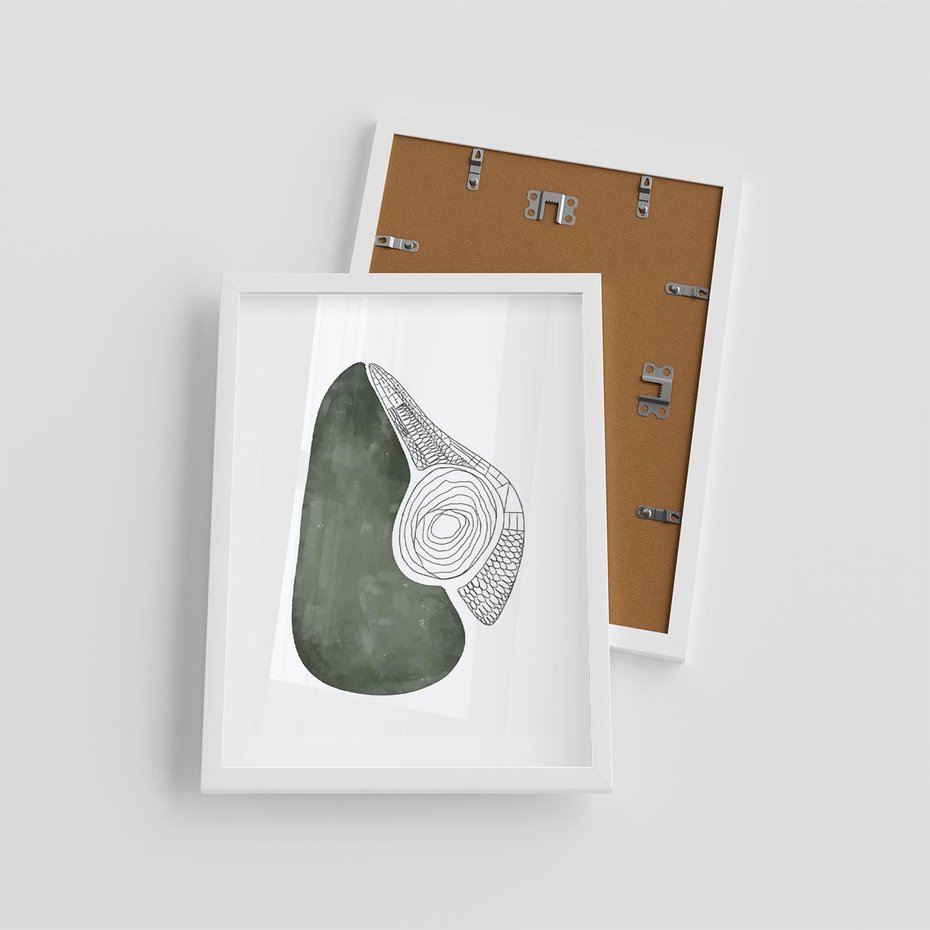 Plakat w ramie 30x40 - Owocowe Boho Inspiracje - minimalistyczny plakat, gruszka - rama biała