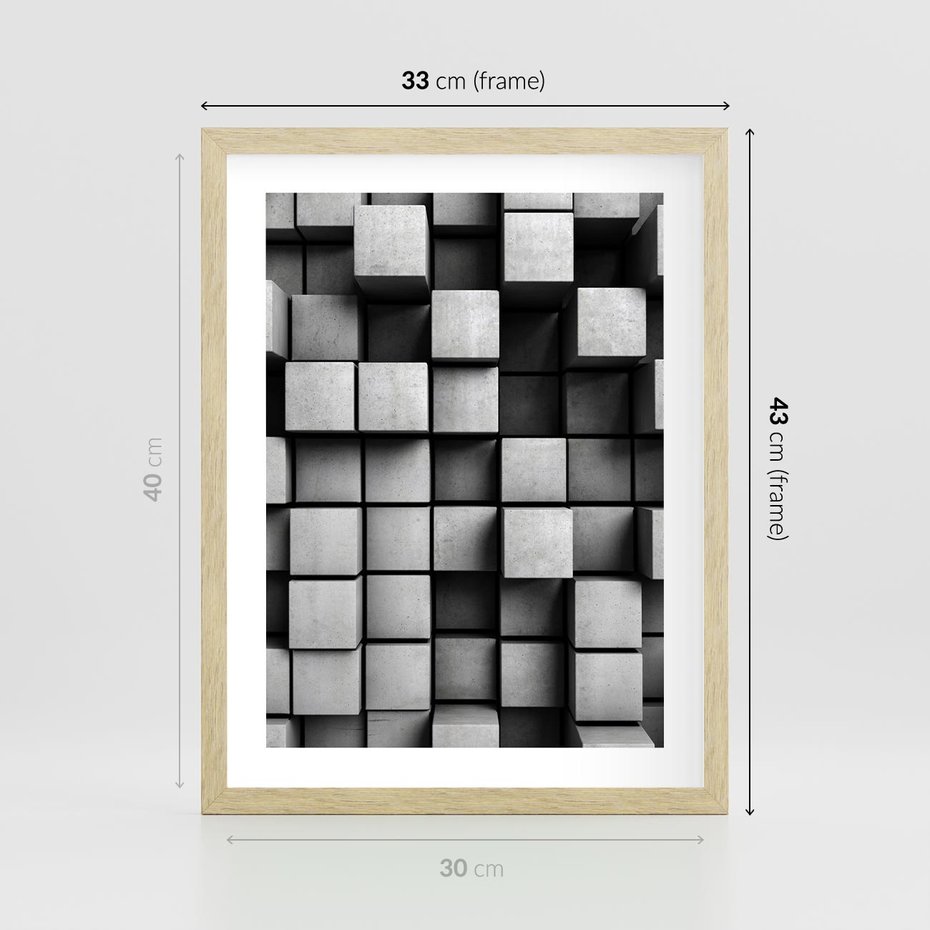 Plakat w ramie 30x40 - Geometryczne Elegancje - nowoczesny, geometryczny - rama drewno
