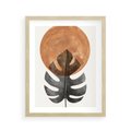 Plakat w ramie 40x50 - Natura a Sztuka - liść monstery, czarna grafika - rama drewno