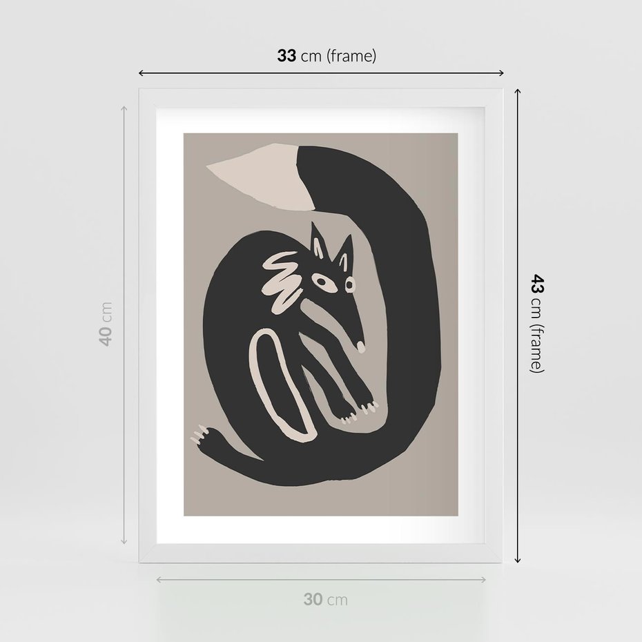 Plakat w ramie 30x40 - Migotliwe Echa Skandynawii - skandynawska sztuka, lis - rama biała
