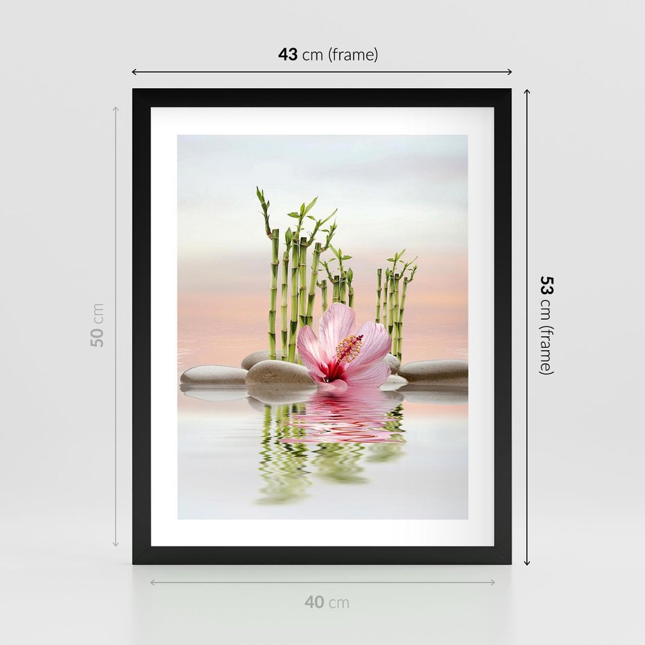 Plakat w ramie 40x50 - Harmonia i relaks - spa, bambus - rama czarna