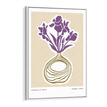 Obraz w ramie 70x100 - Migocące Anomalie - abstrakcyjne liście, kwiaty tropikalne w wazonie - rama biała