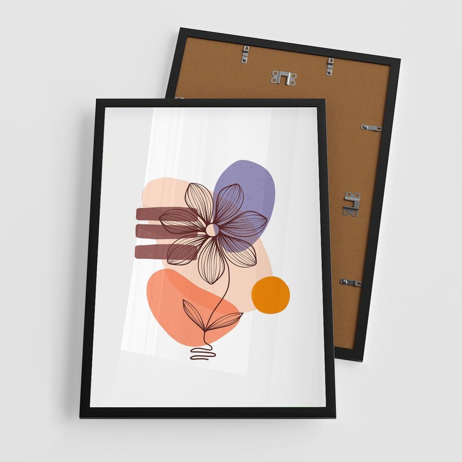 Plakat w ramie 50x70 - Migocące Odbicia Kwiatów - abstrakcyjna sztuka, plamy - rama czarna