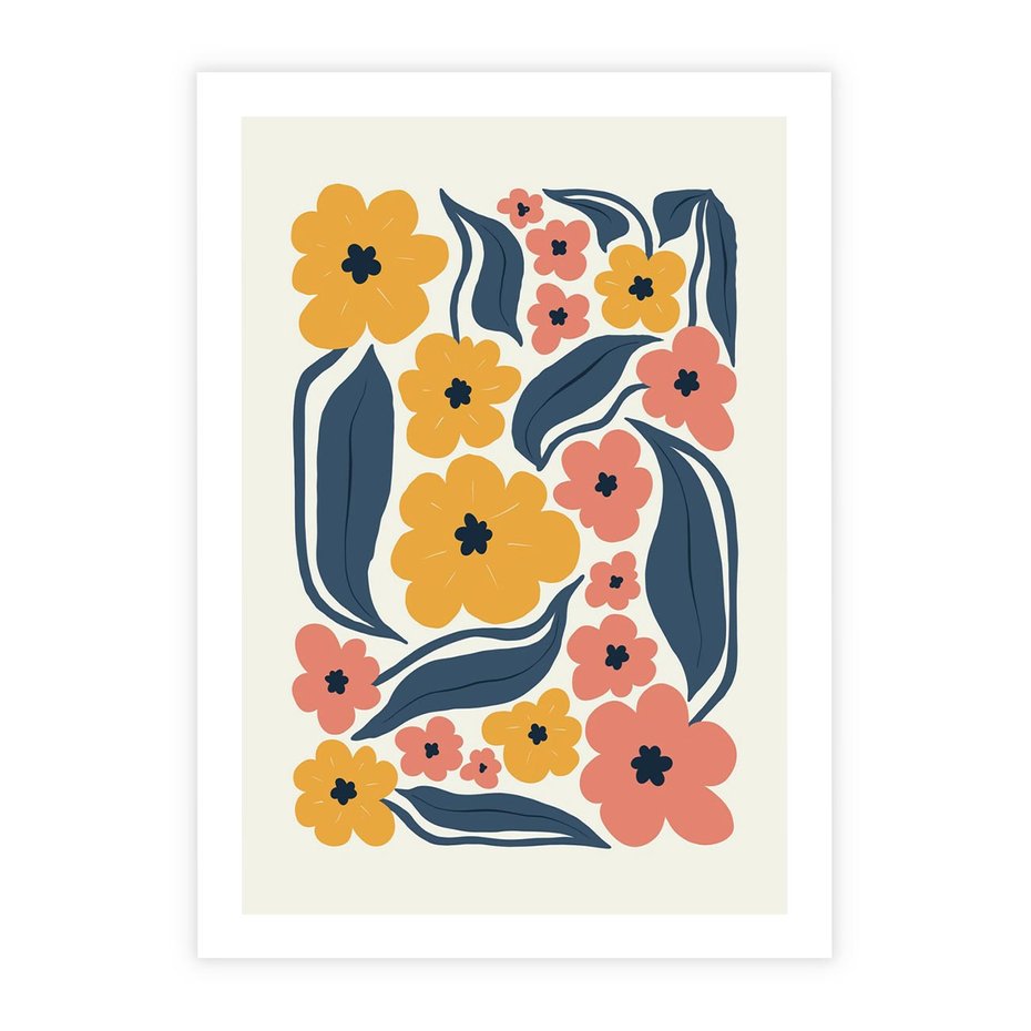 Plakat bez ramy 21x30 - Pastelowe Impresje - pastelowe kwiaty, abstrakcyjna kompozycja