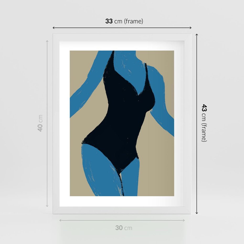 Plakat w ramie 30x40 - Zaklęta Kompozycja - abstrakcyjny plakat, nowoczesna sztuka - rama biała