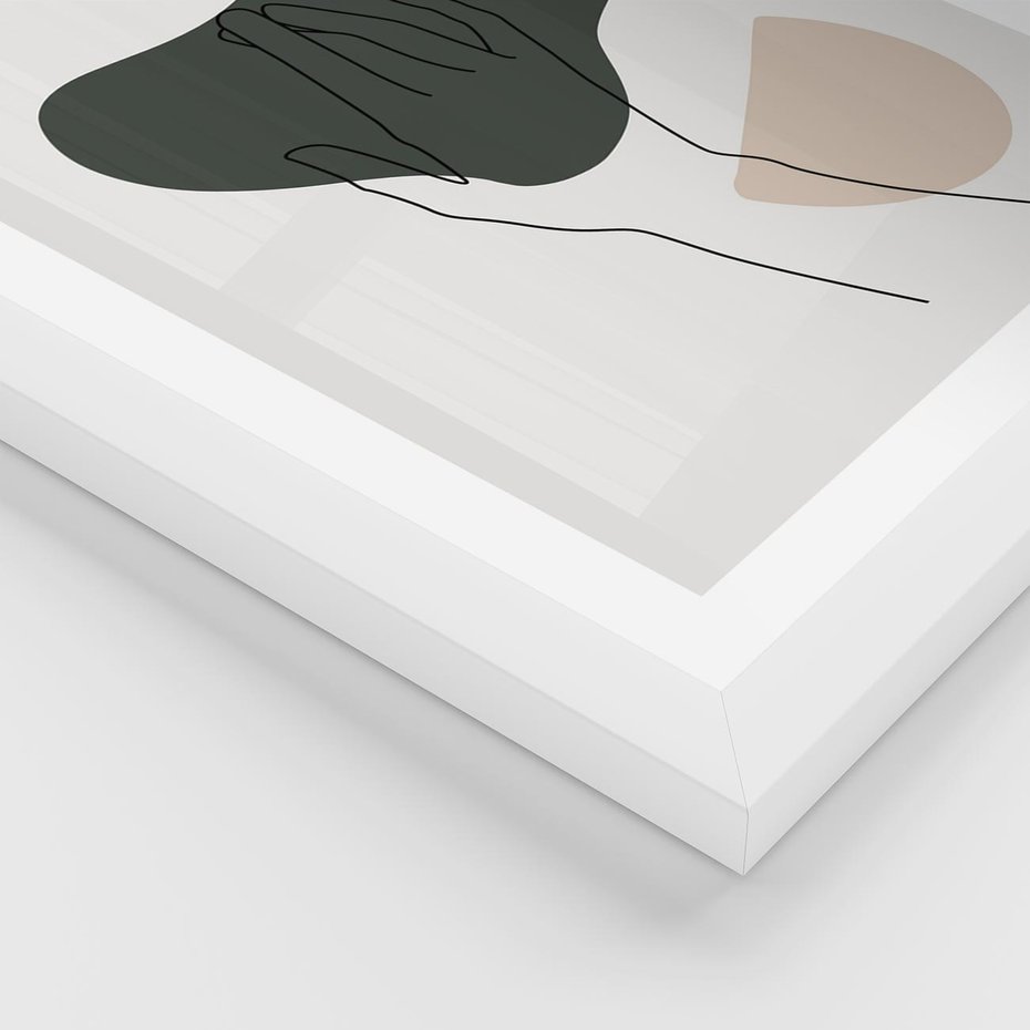 Plakat w ramie 40x50 - Bezczasowe Echo - szkic jedną linią, one line - rama biała