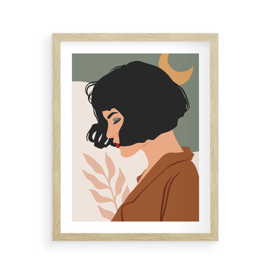 Plakat w ramie 40x50 - Kobieca Pasja - nowoczesny plakat, styl retro - rama drewno