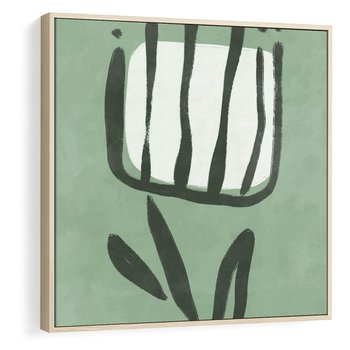 Obraz w ramie 50x50 - Objęcia Zieleni - zielona abstrakcja, zgaszona zieleń - rama drewno