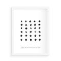 Plakat w ramie 50x70 - Boho Sztuka Wolości - minimalistyczny plakat, czarne kropki na białymtle - rama biała