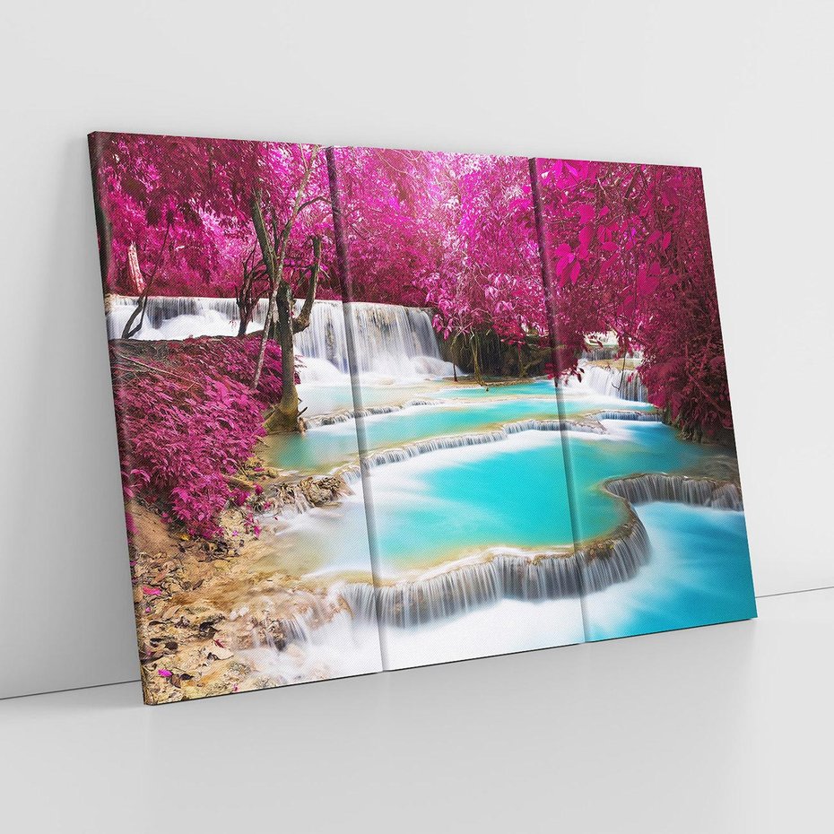 Obraz na płótnie 120x80 - Siła Natury - wodospad, Tajlandia