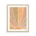 Plakat w ramie 40x50 - Grafika Boho w Odcieniach Pomarańczu - boho słońce, grafika - rama drewno