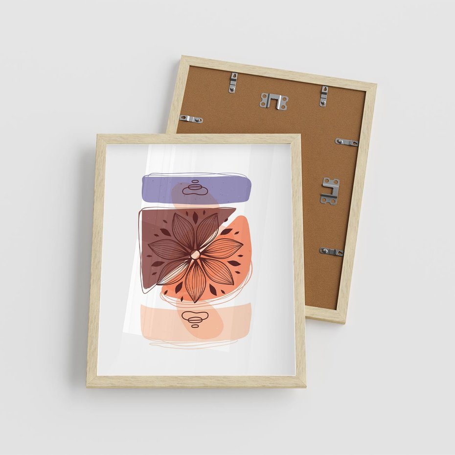 Plakat w ramie 40x50 - Kwiatowa Oaza - abstrakcyjna sztuka, plamy - rama drewno