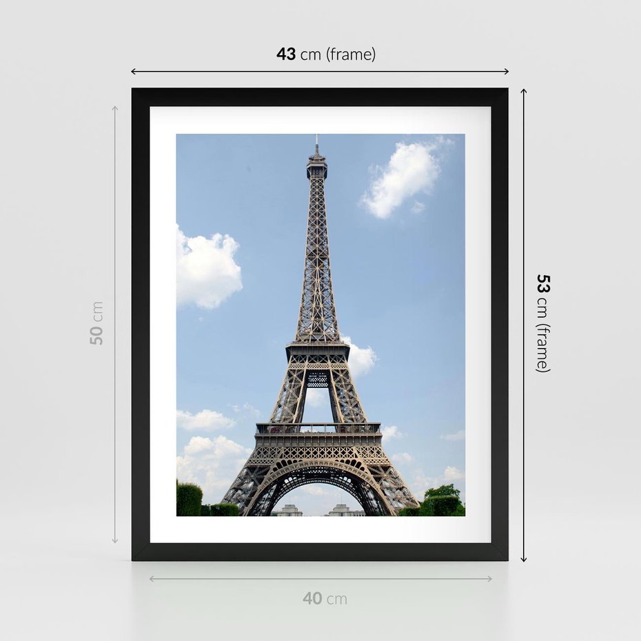 Plakat w ramie 40x50 - Paryż z wieżą Eiffla - Eiffla, Paryż - rama czarna