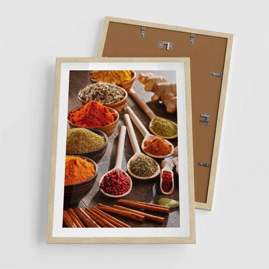 Plakat w ramie 50x70 - Smakowite Aromaty - przyprawy, kuchnia - rama drewno