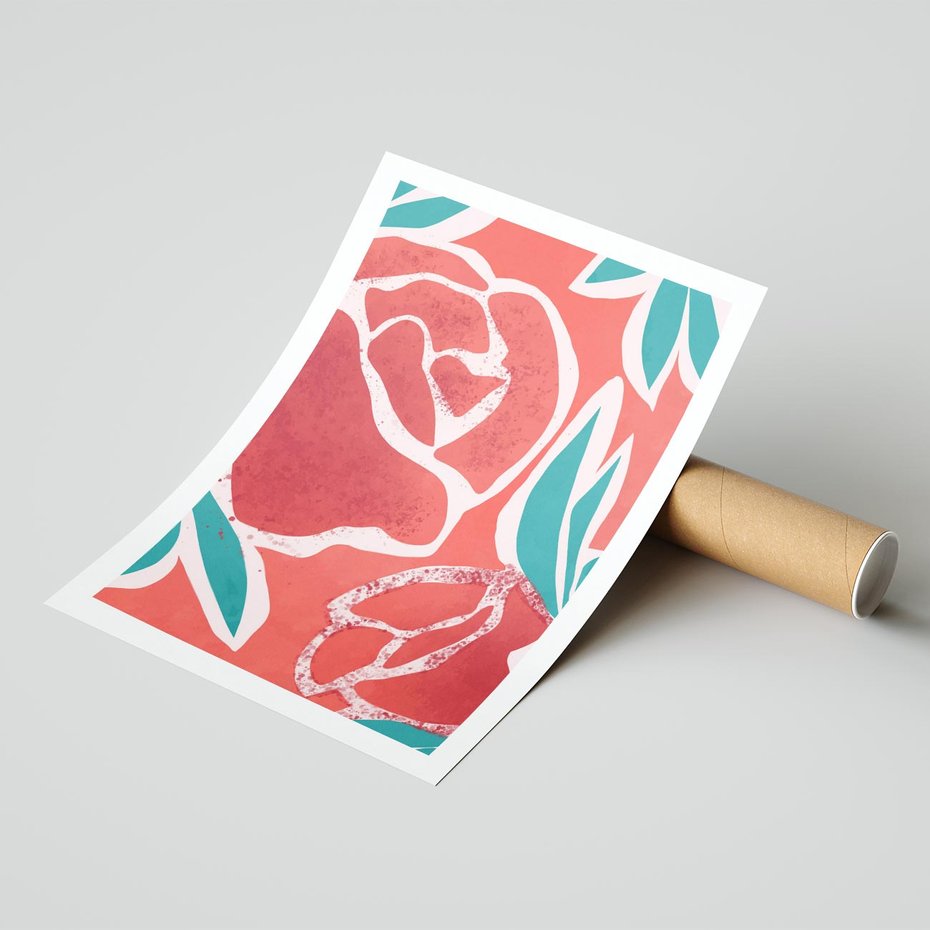 Plakat bez ramy 50x70 - Rozkwitające Kształty - nowoczesny plakat, abstrakcyjne róże