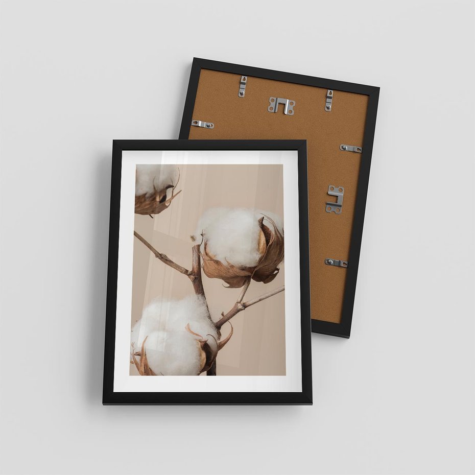 Plakat w ramie 30x40 - Bawełniana melancholia - bawełna, suche - rama czarna