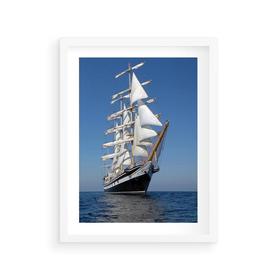 Plakat w ramie 30x40 - Podróż na Żaglowcu Przygody - żaglowiec, podróż - rama biała