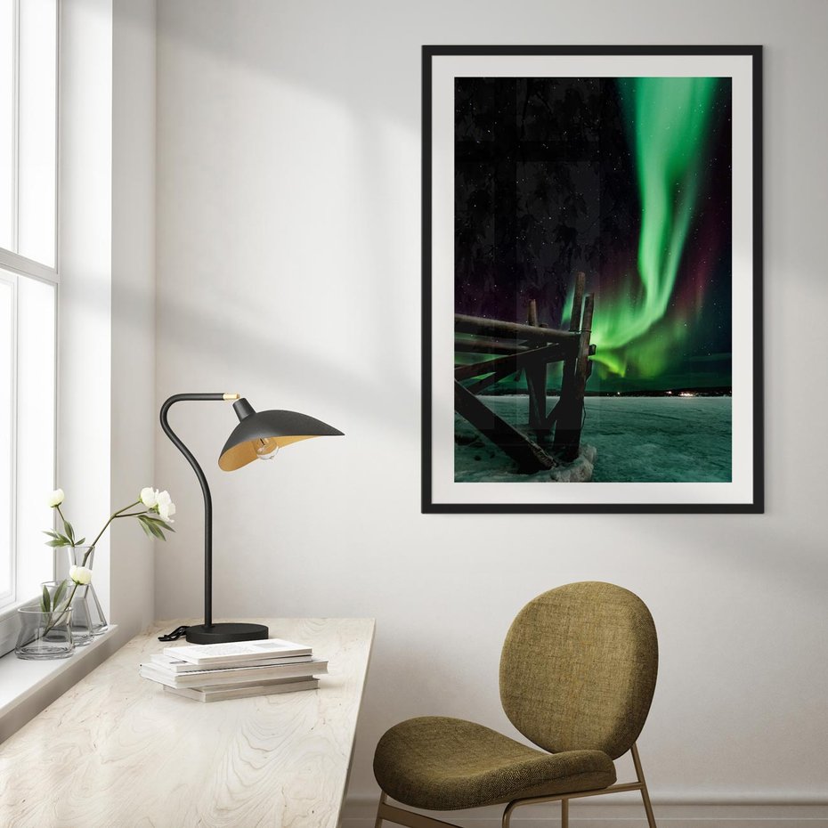 Plakat bez ramy 40x50 - Zorza polarna w tajemniczej nocnej przestrzeni - zorza, polarna