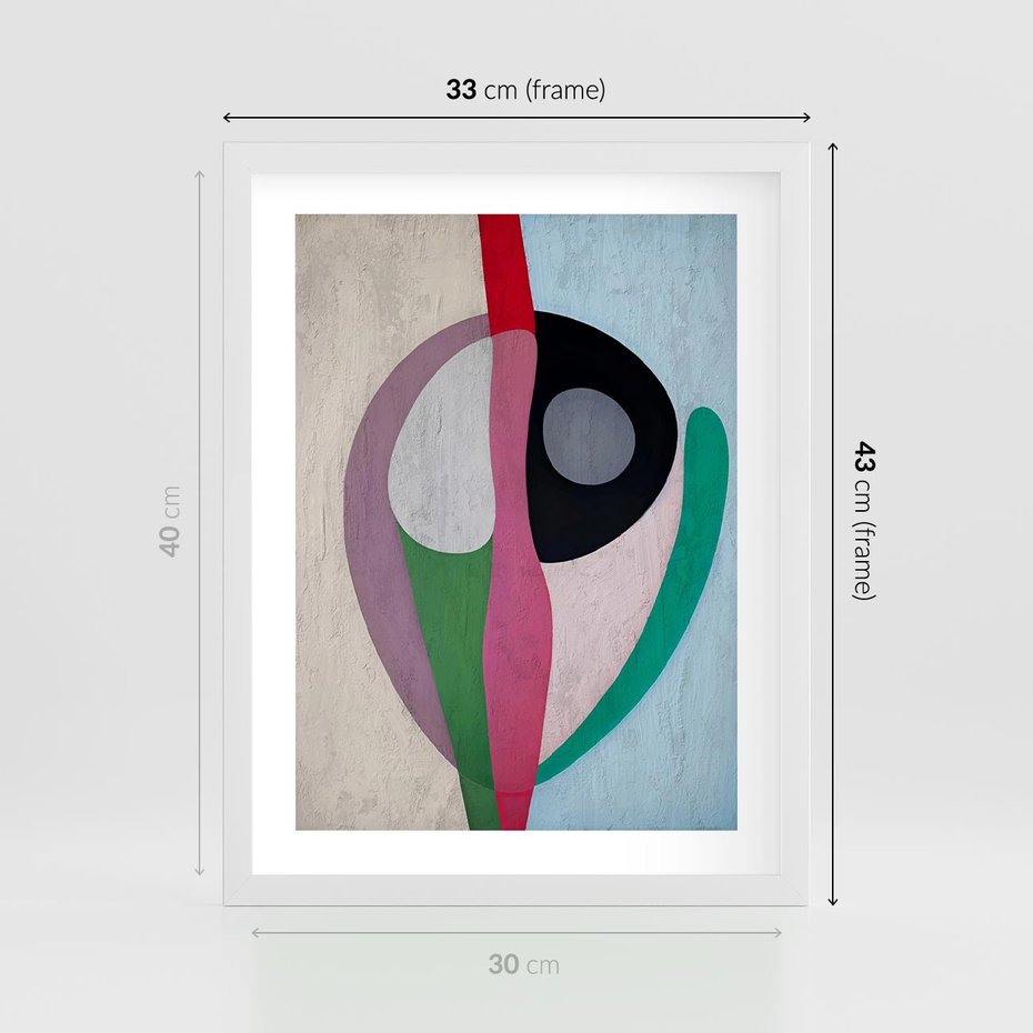 Plakat w ramie 30x40 - Wibracje Kolorów Marzeń - abstrakcyjne dziwne kształty, olejny obraz - rama biała