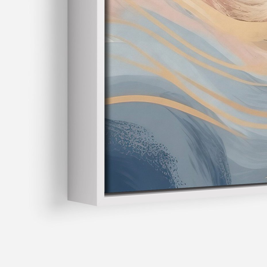 Obraz w ramie 80x120 - Ukojenie Współczesności - abstrakcyjne fale, gładkie linie - rama biała
