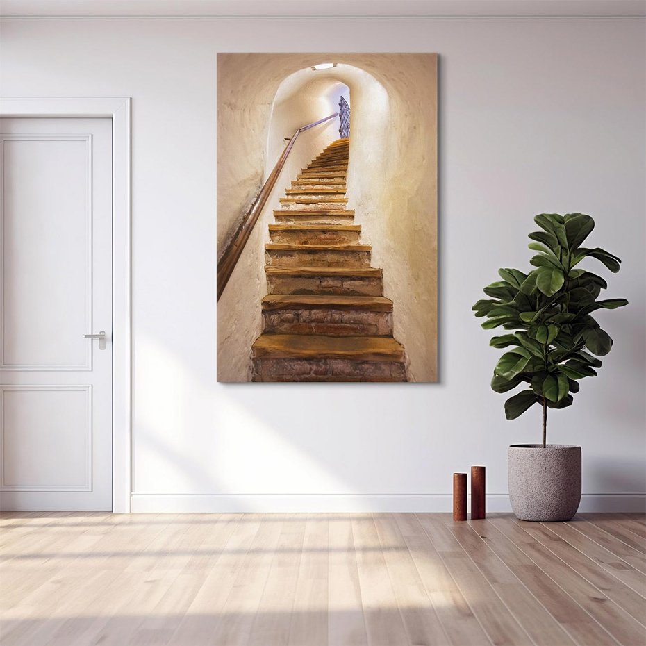 Obraz na płótnie 70x100 - Schody Wymiarów - schody, tunel