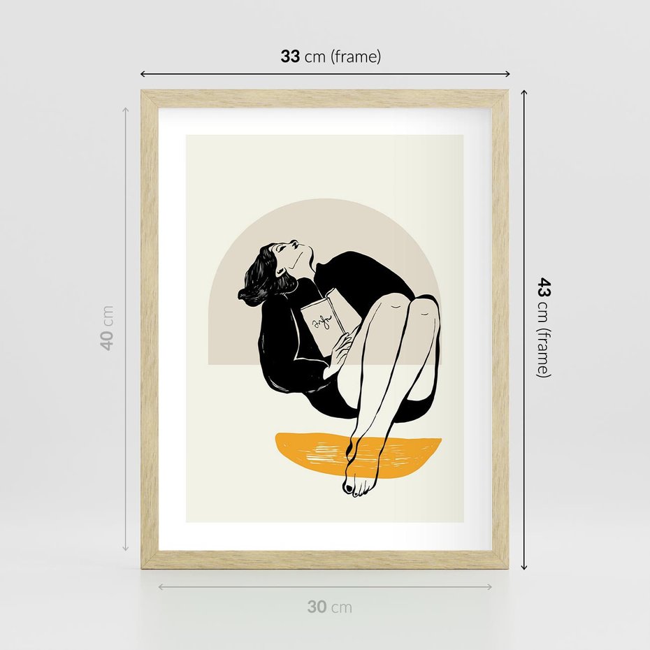 Plakat w ramie 30x40 - Kształt Kobiecego Portretu - grafika, kobieta - rama drewno