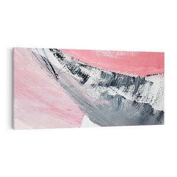 Obraz na płótnie 100x50 - Kontrastujący Ruch Emocji - abstrakcyjne pasy farby, kolory róż szary czarny