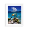 Plakat w ramie 40x50 - Podwodna rafa koralowa: kolorowy oceanowy świat - rafa, koralowa - rama biała