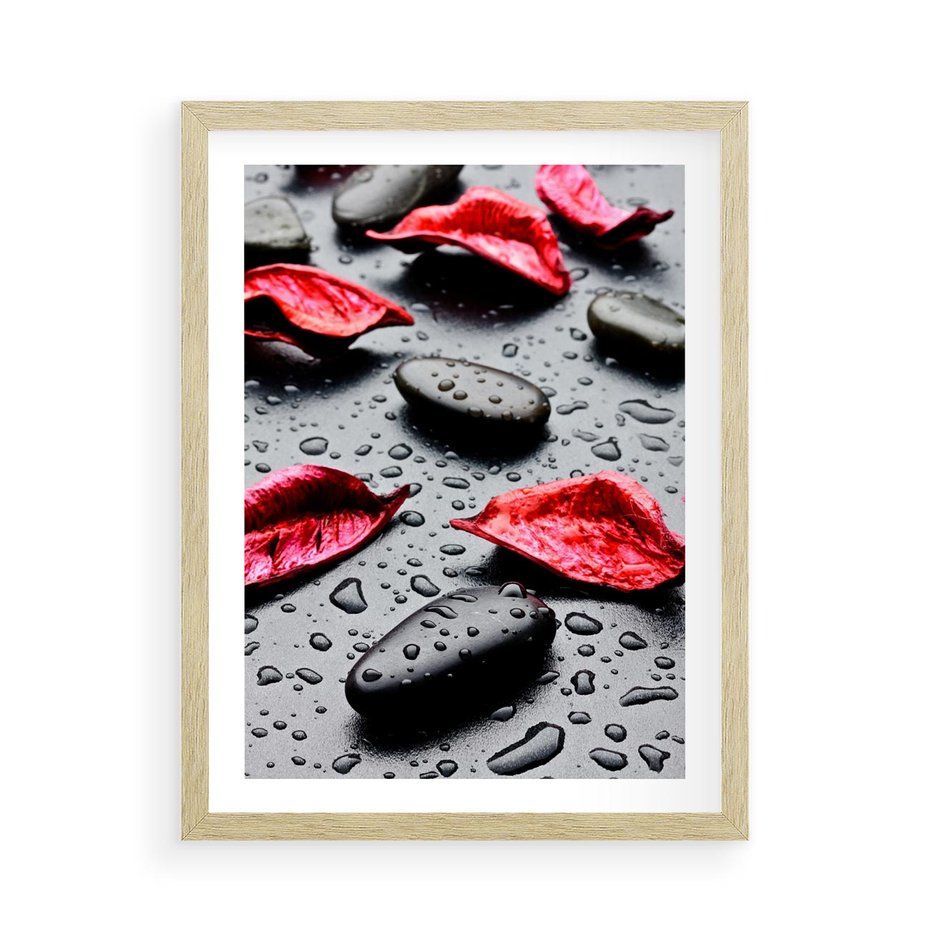 Plakat w ramie 50x70 - Spa wśród Natury - spa, kamienie - rama drewno