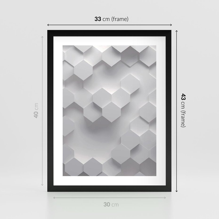 Plakat w ramie 30x40 - Kreatywna Forma - geometryczny, 3D - rama czarna