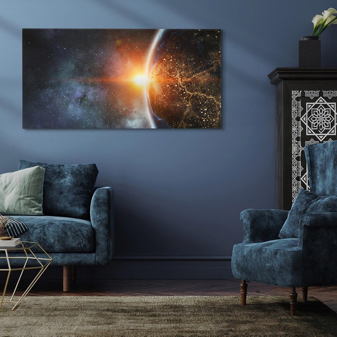 Obraz na płótnie 120x60 - Fascynująca kosmiczna aura - kosmos, ziemia
