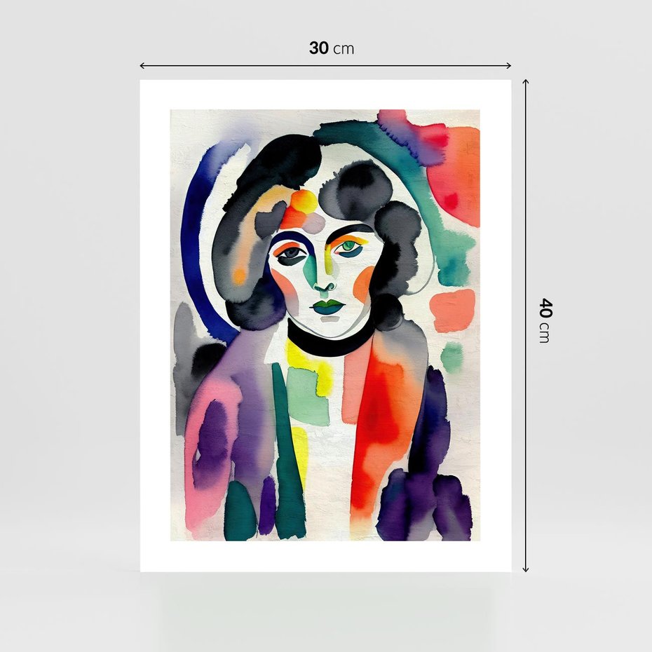 Plakat bez ramy 30x40 - Subtelne Akwarelowe Ulotności - abstrakcyjny akwarelowy portret kobiety, rozmyte farby