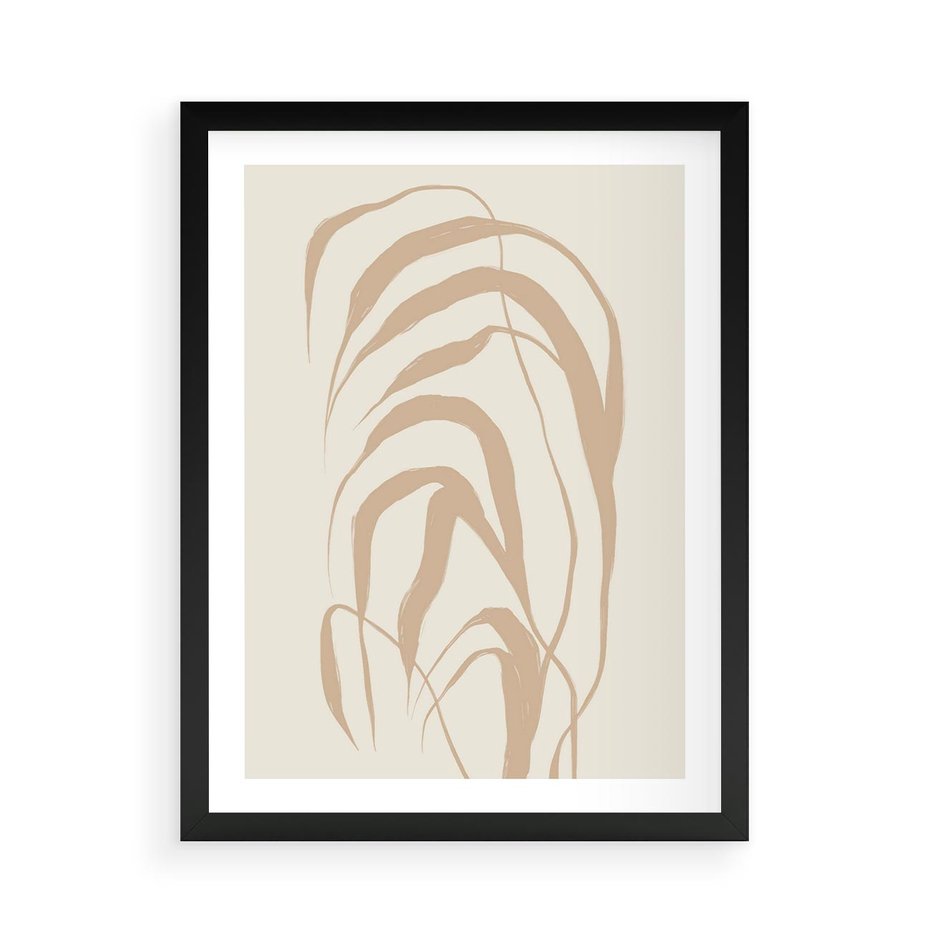 Plakat w ramie 50x70 - Formy Nowoczesności - minimalistyczny plakat, liście palmy - rama czarna