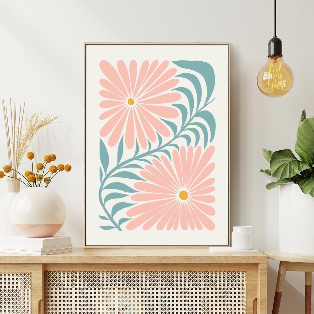 Obraz w ramie 70x100 - Kształtując Marzenia - kwiaty, sztuka nowoczesna - rama drewno