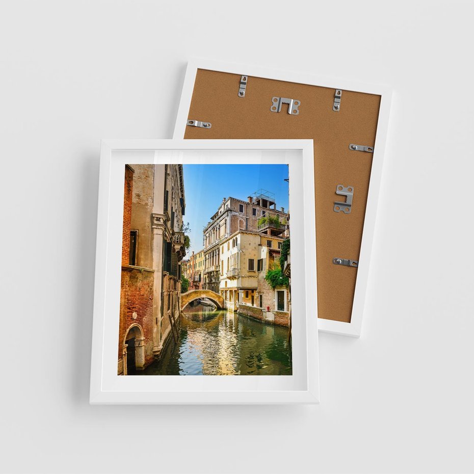 Plakat w ramie 40x50 - Magia Kanałów Weneckich - Wenecja, kanały - rama biała