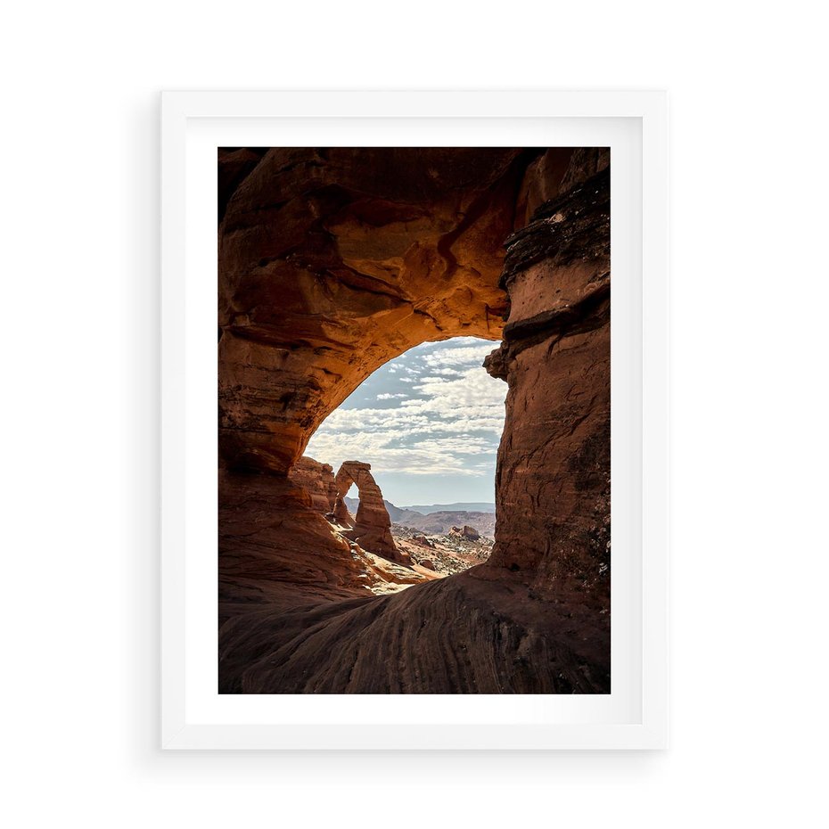 Plakat w ramie 50x70 - Magia pustynnego kanionu - pustynia, kanion - rama biała