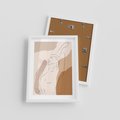 Plakat w ramie 30x40 - Sztuka Nagiej Formy - szkic nagiej kobiety, kolory beżowe - rama biała